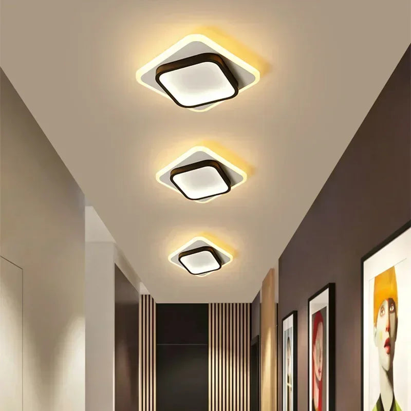 Round Flush Mount LED Ceiling Light | Modern Chandelier for Bedroom, Bathroom, Corridor & Foyer, Black & Gold Finishes.