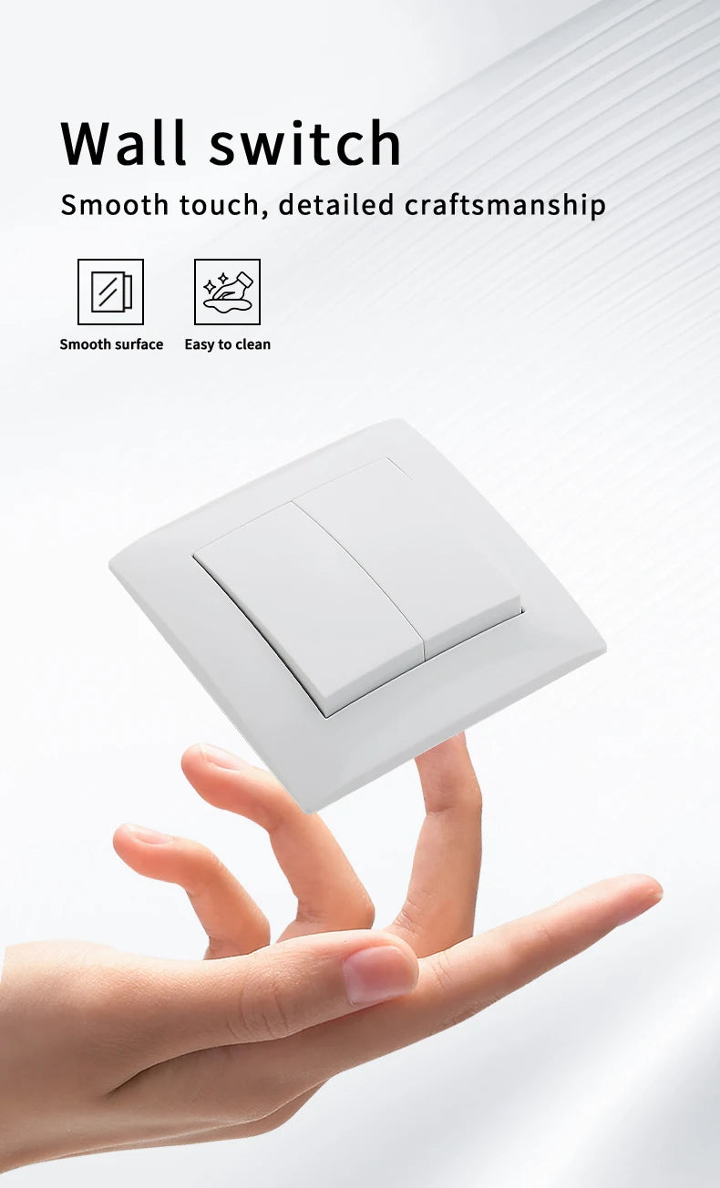White 2 Gang Wall Light Switch | EU Rocker Switch – Ducent Decor.