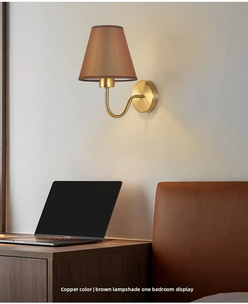 Modern Fabric Wall Lamp – Bedside Sconce for Bedroom, Hallway & Stairs.