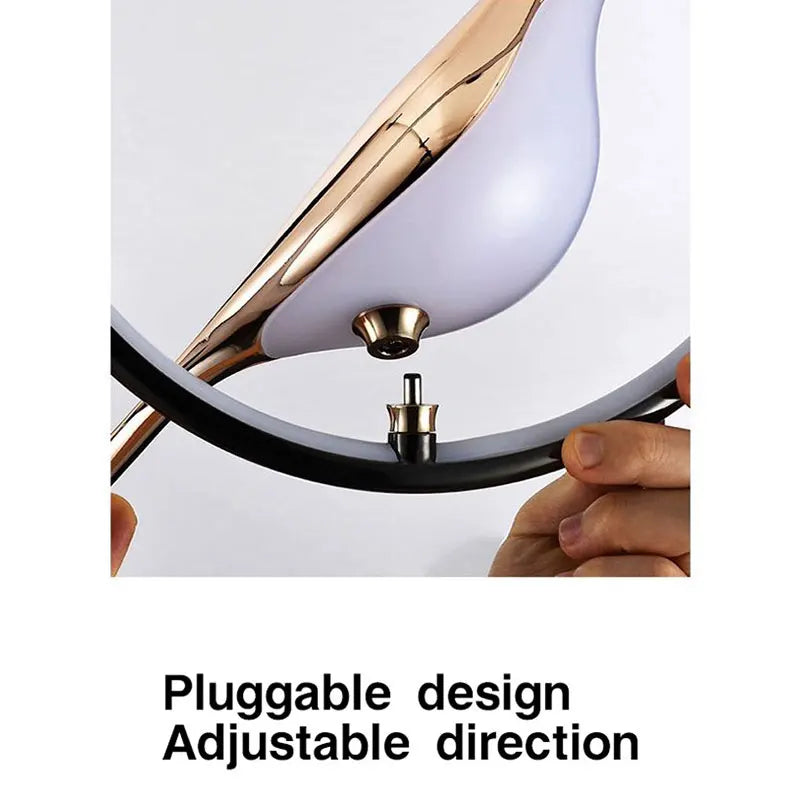 Modern Bird LED Pendant Light – Rotatable Hanging Ceiling Lamp for Bedroom, Dining Room & Kitchen.