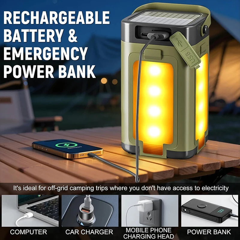 Foldable Rechargeable Tent Lamp with Power Bank