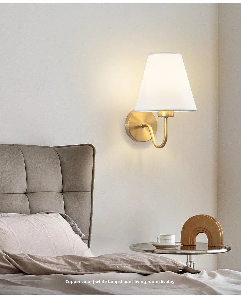 Modern Fabric Wall Lamp – Bedside Sconce for Bedroom, Hallway & Stairs.