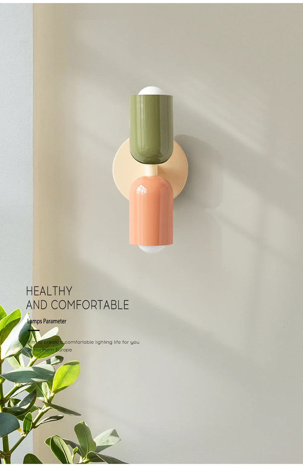 Nordic Macaron LED Wall Lamp – Colorful Double-Head Sconce for Bedroom & Children's Room.