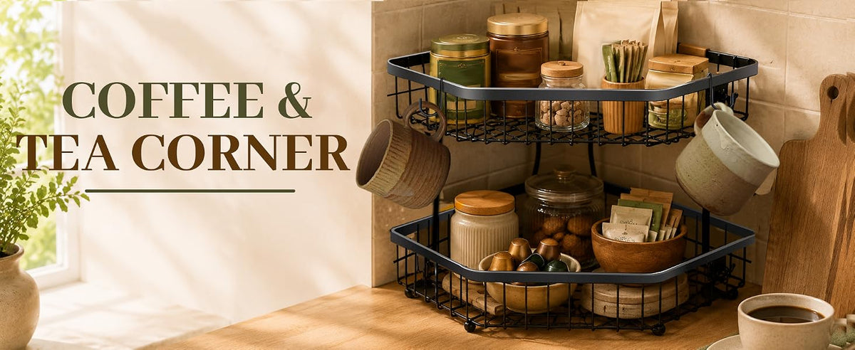 Fruit Storage with Hooks for Kitchen Corner Organizer