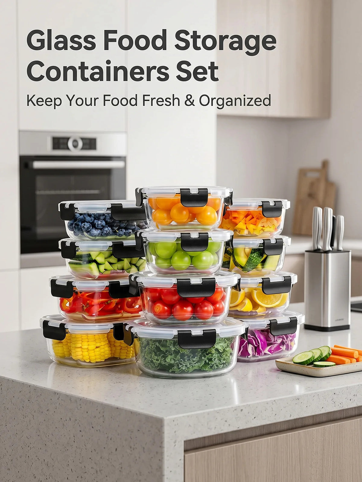 Multi-Size Storage Container Kit with Snap Lock Lids