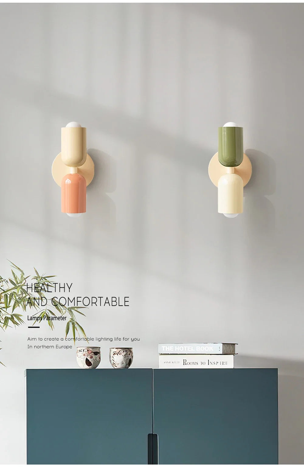 Nordic Macaron LED Wall Lamp – Colorful Double-Head Sconce for Bedroom & Children's Room.