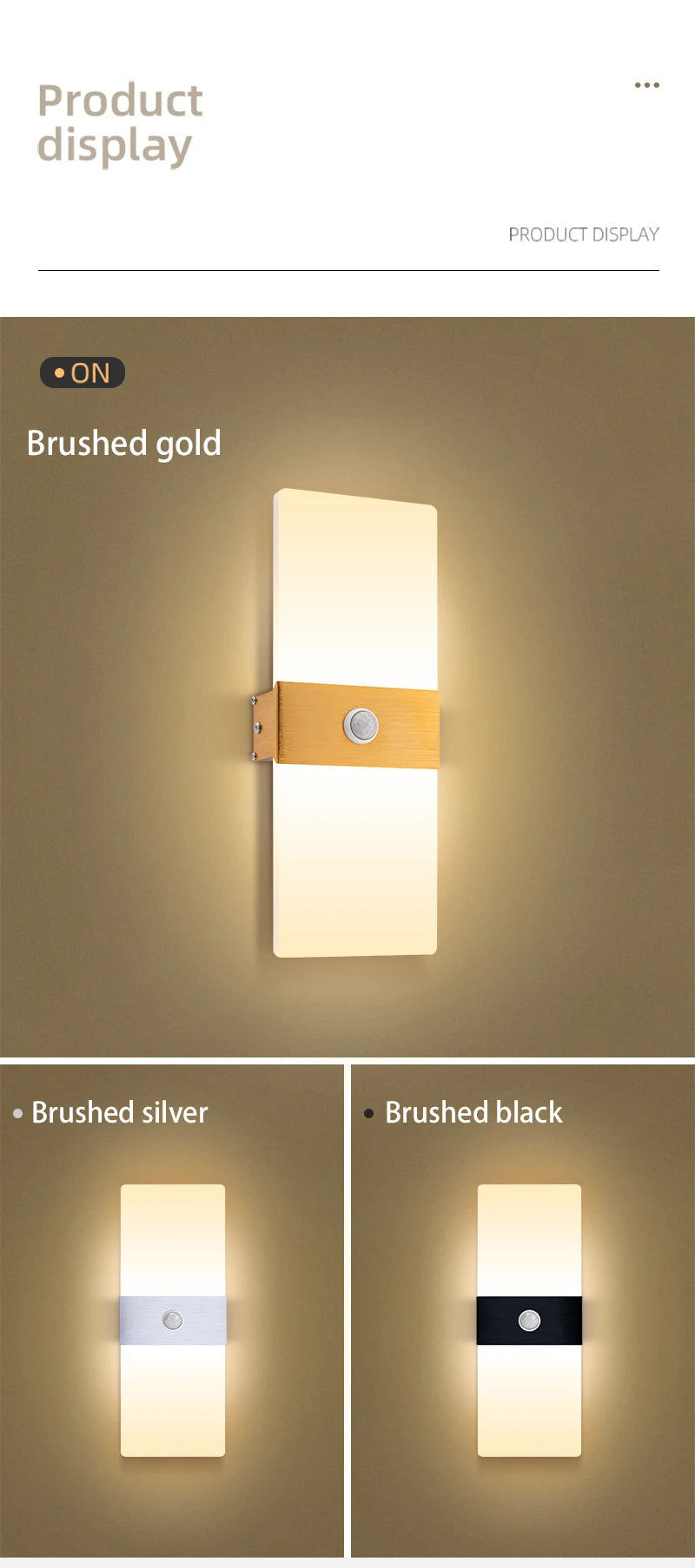Motion Sensor Wall Lamp – Aluminum & Acrylic Sconce for Corridor, Entrance & Porch.