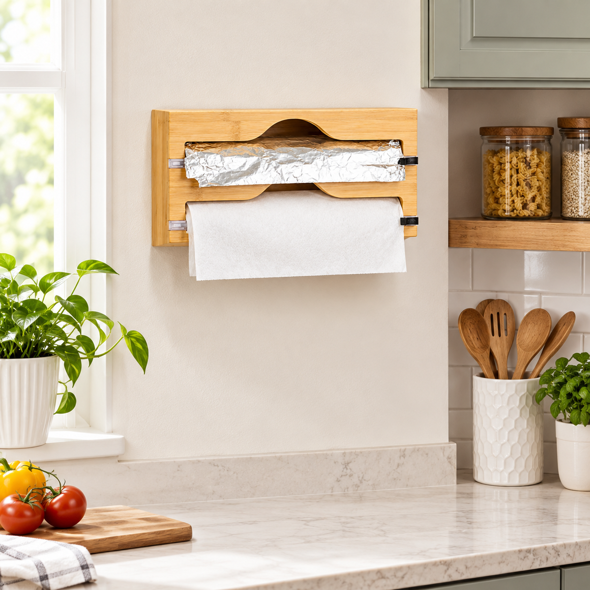 Foil & Cling Film Dispenser with Safe Slide Cutter