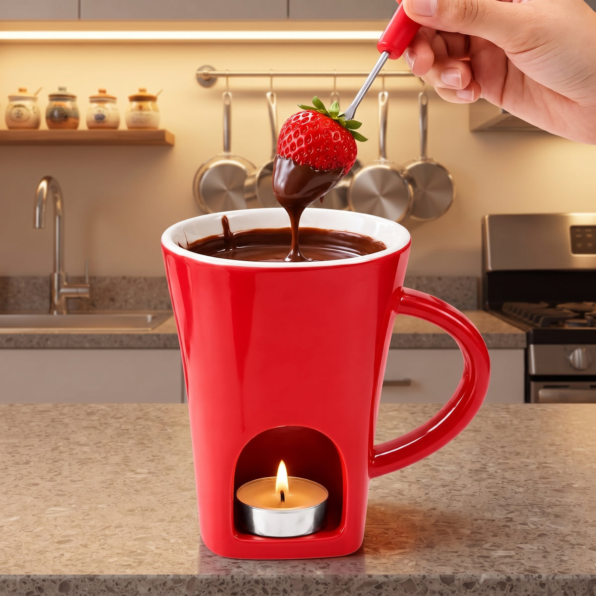 Chocolate Melting Fondue Mug with Fork