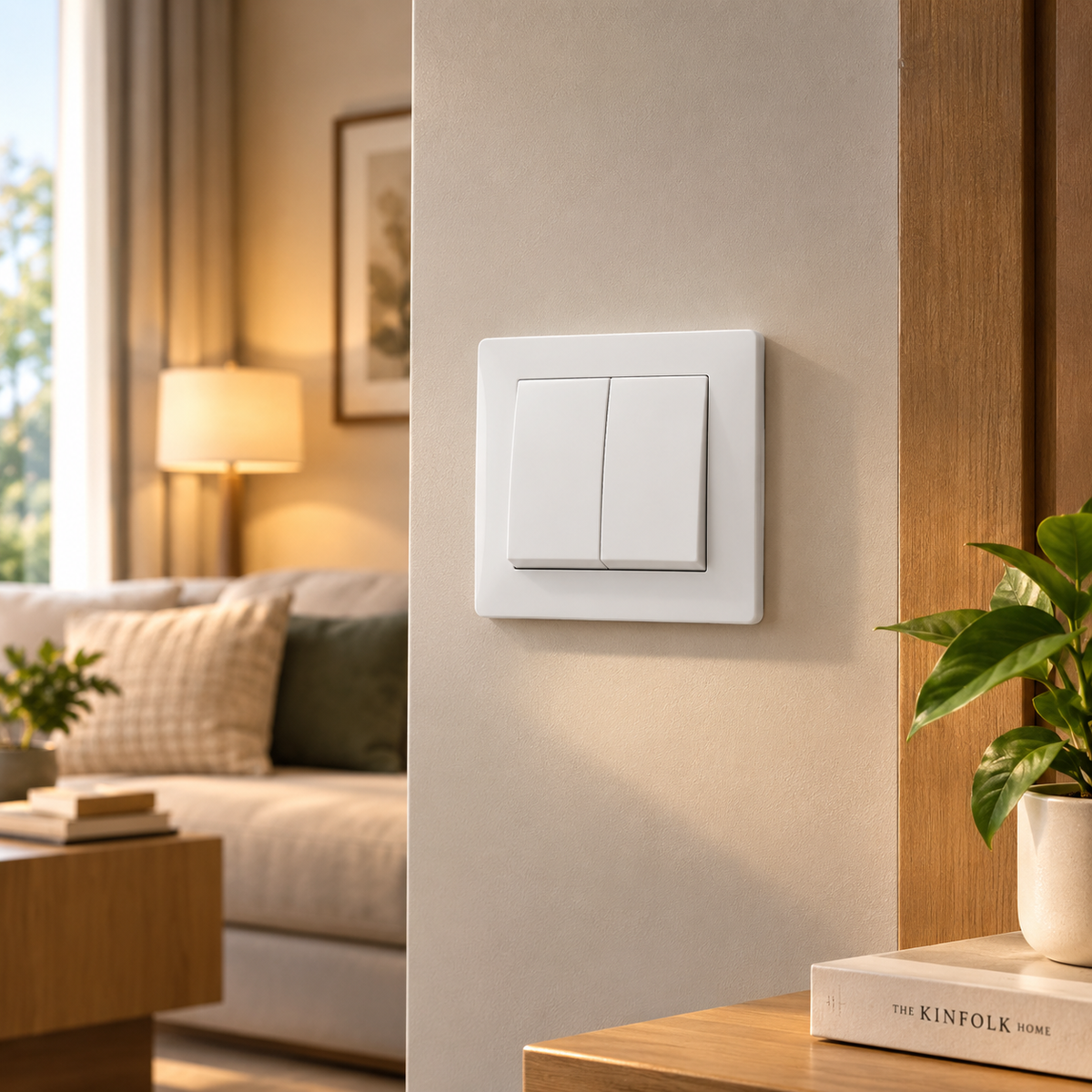 White 2 Gang Wall Light Switch | EU Rocker Switch – Ducent Decor.