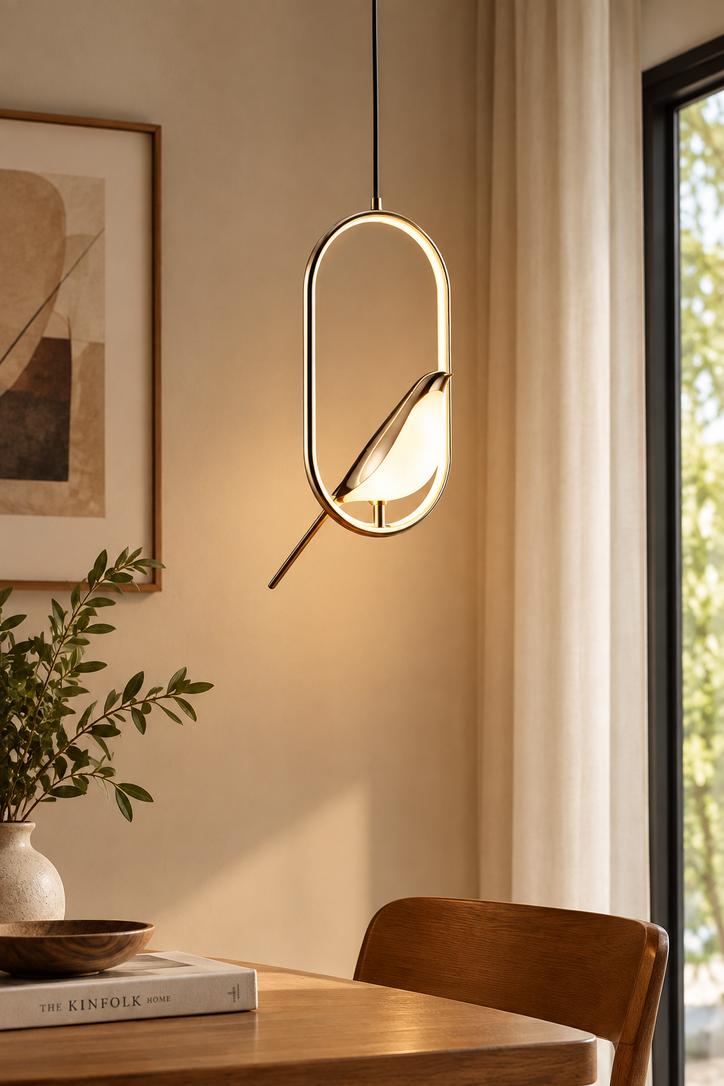 Modern Bird LED Pendant Light – Rotatable Hanging Ceiling Lamp for Bedroom, Dining Room & Kitchen.