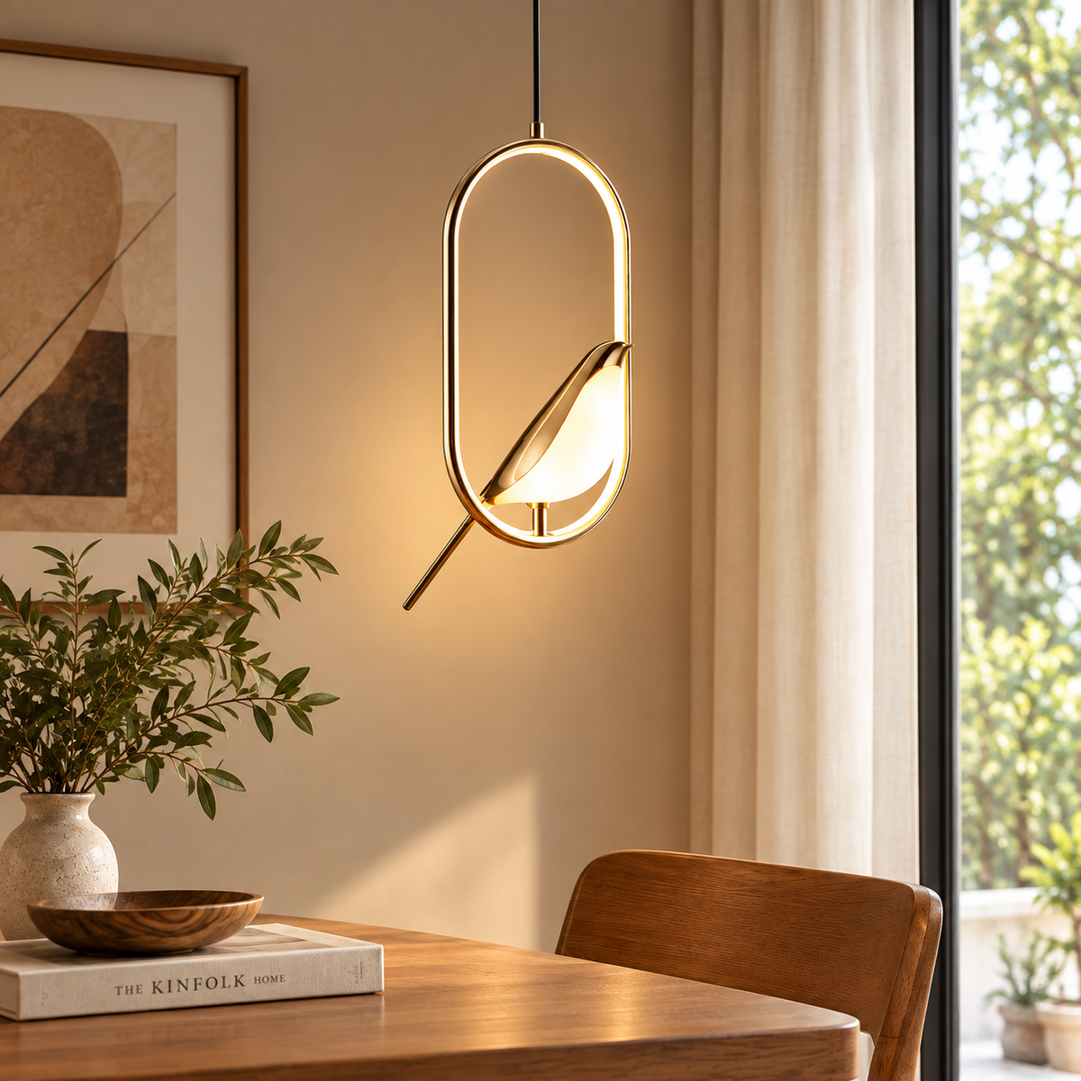 Modern Bird LED Pendant Light – Rotatable Hanging Ceiling Lamp for Bedroom, Dining Room & Kitchen.