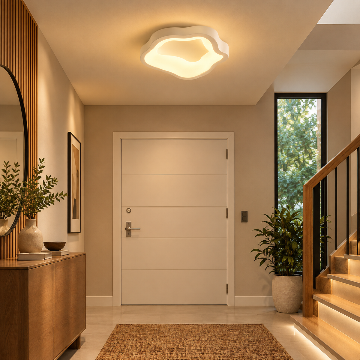 Nordic LED Ceiling Light with Touch On/Off Switch | Modern Geometric Chandelier for Living Room, Dining, Bedroom & Corridor.