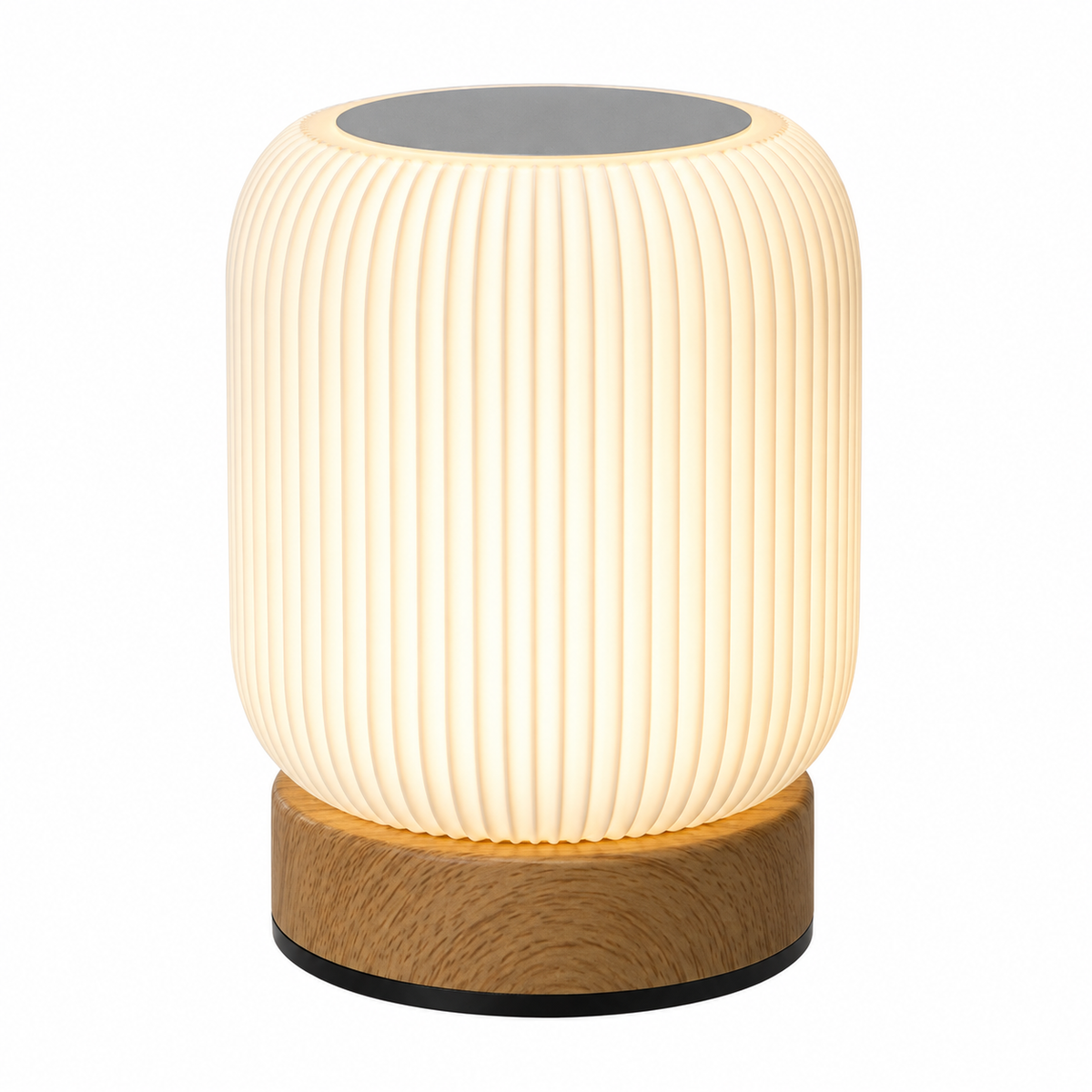 Wood Grain LED Night Light – Rechargeable Wireless Touch Lamp for Bedside & Portable Use.