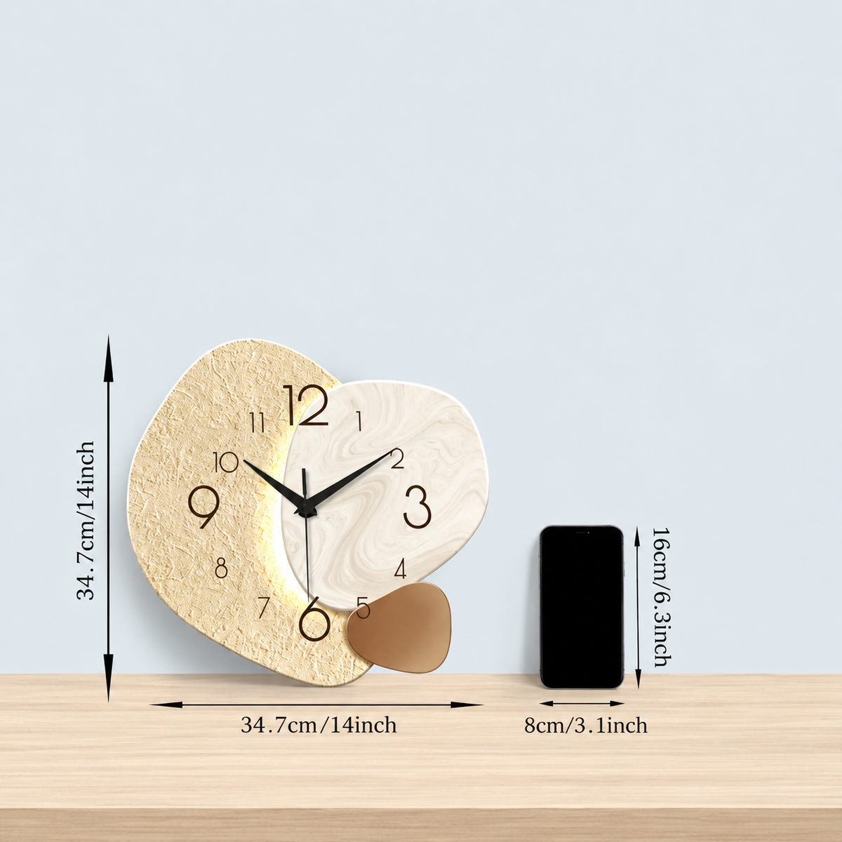 Silent Quartz Wall Clock, Japan Style Geometric Design