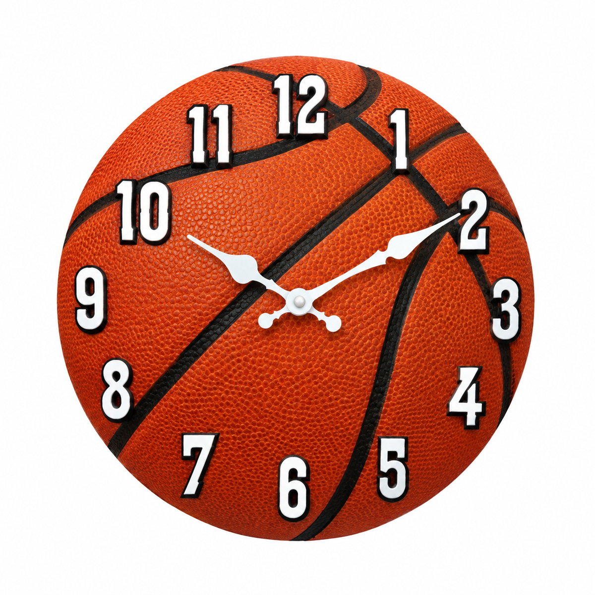 Sports Elements Basketball Texture Pattern Wooden Clock