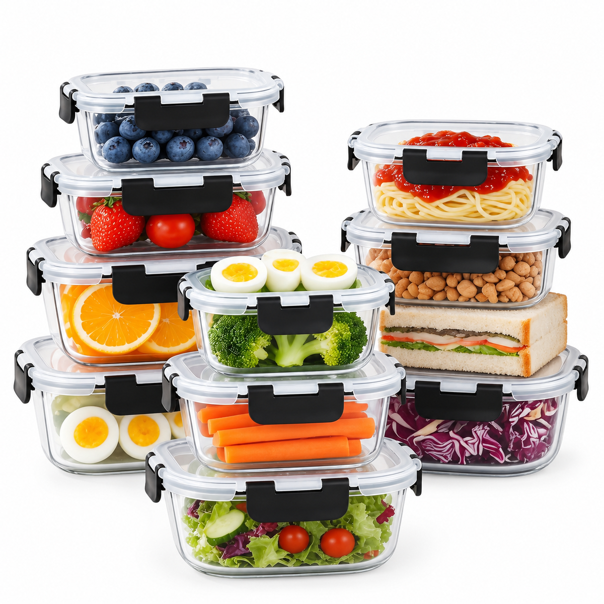 Multi-Size Storage Container Kit with Snap Lock Lids