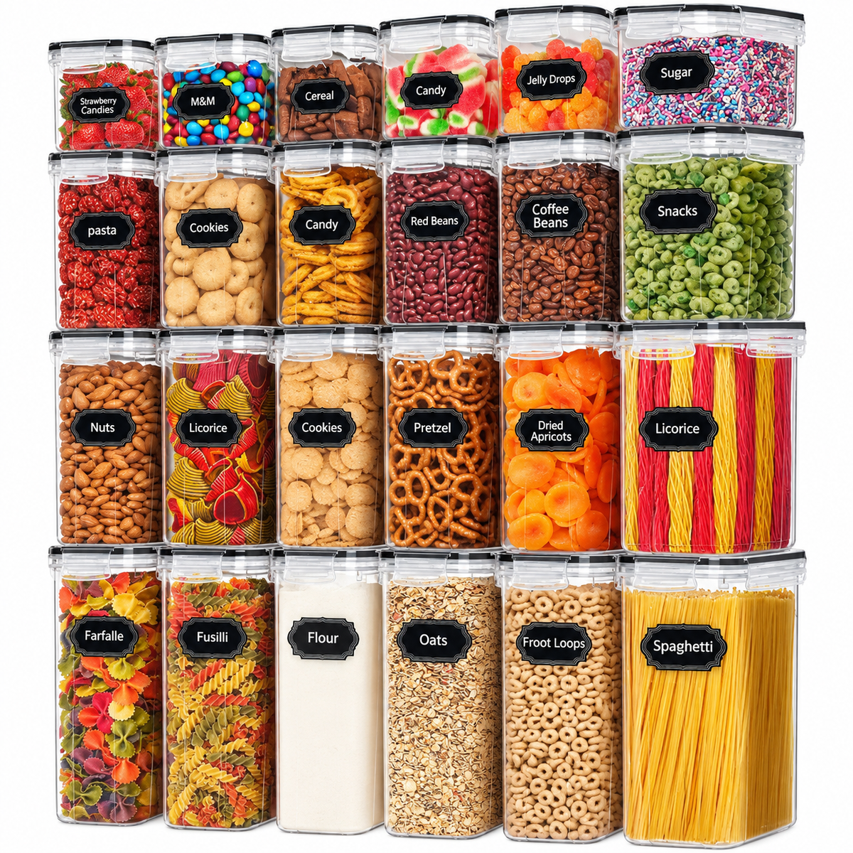 Airtight Food Storage Containers with Labels - 24pcs Organizers