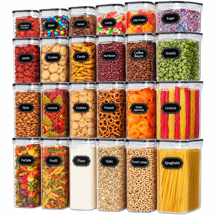 24pcs Airtight Food Storage Containers with Labels - Flour