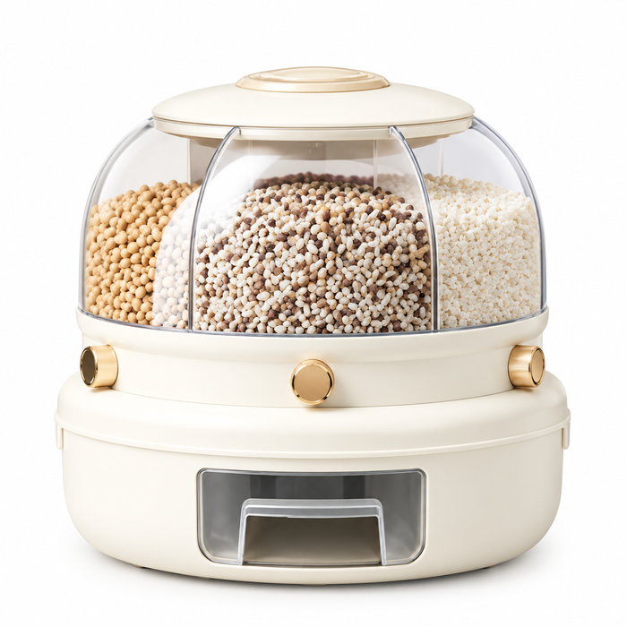360°Rotating 6Compartment Cereal Dispenser - Food Storage