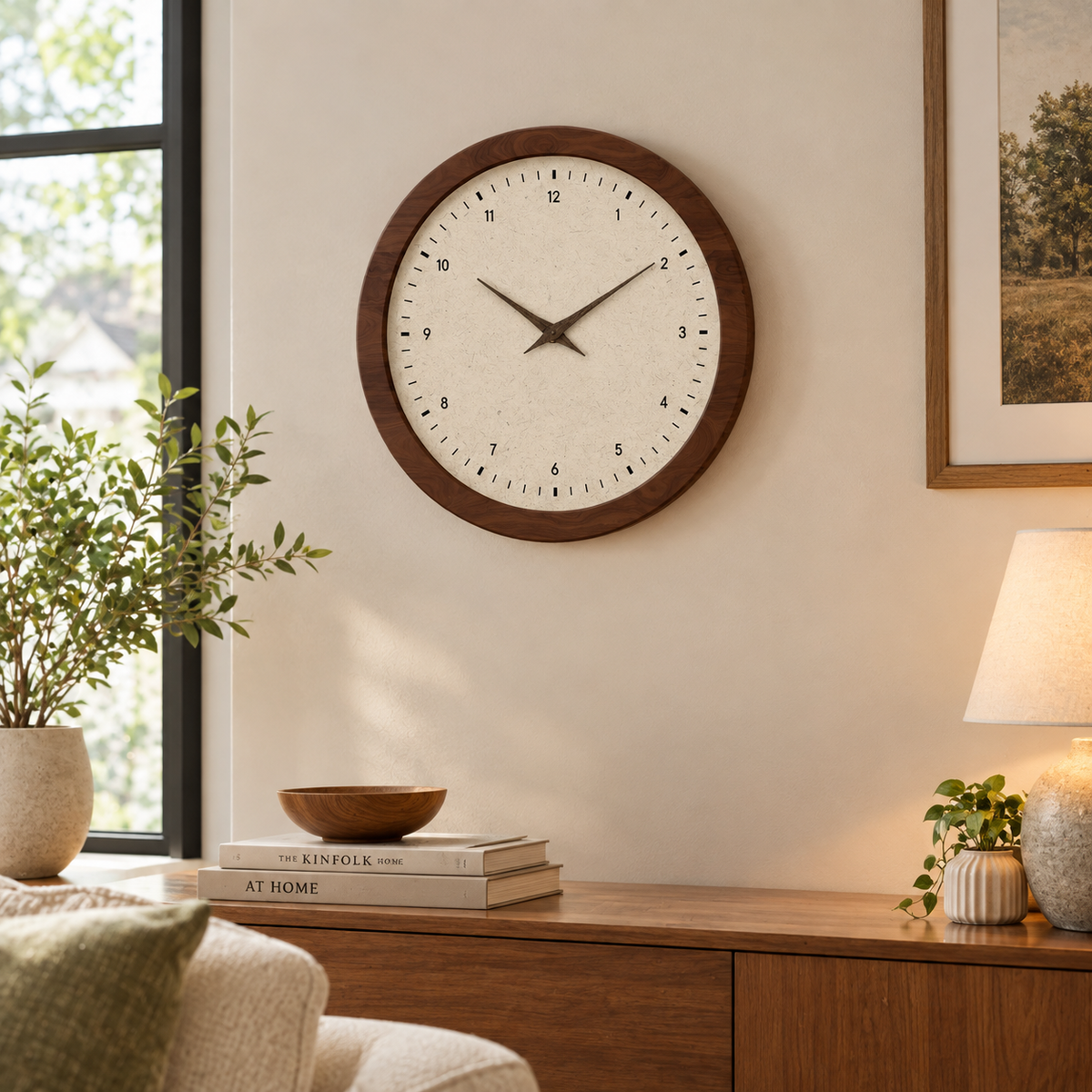 French Ancient Style Crystal Porcelain Round Wooden Wall Clock