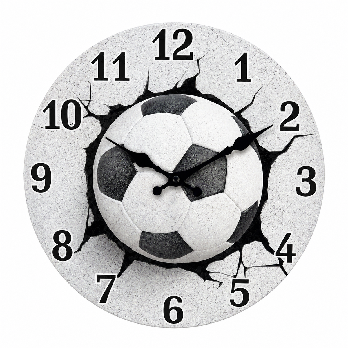 Unique Football Pattern Wooden Wall Clock, Silent Quartz