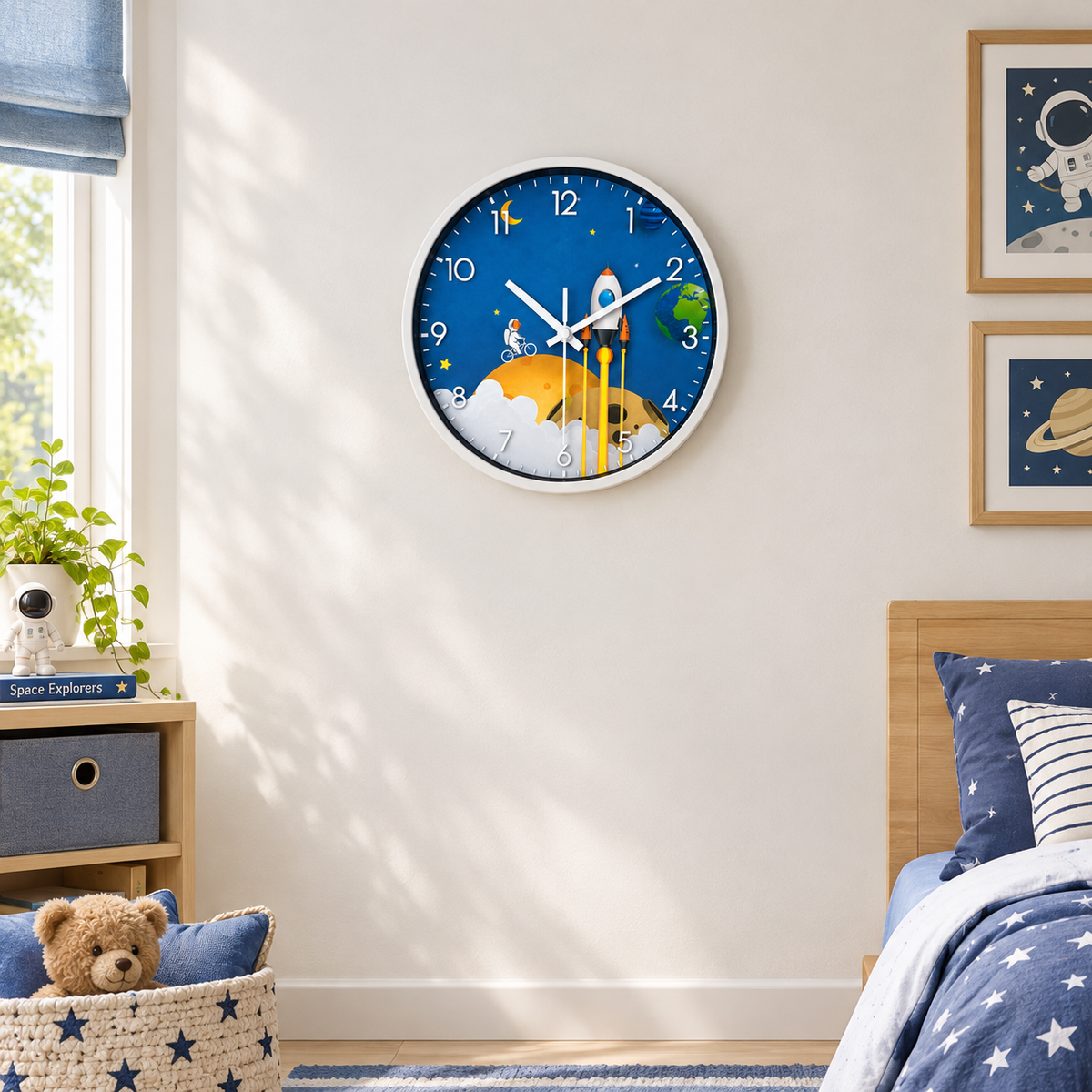 Cartoon Astronaut Wall Clock by Ducent Decor
