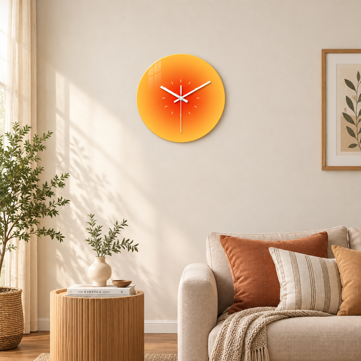 Gradient Solid Color Tempered Glass, Silent Non-Ticking Wall Clock