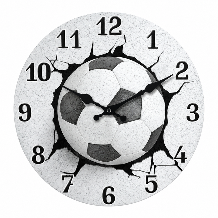 Creative Unique Football Pattern Wooden Wall Clock, Silent Clock