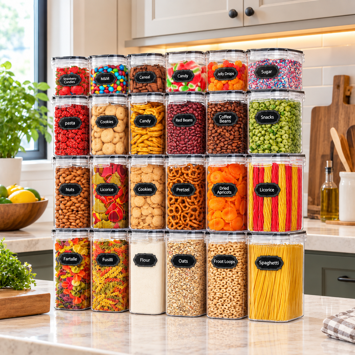 Airtight Food Storage Containers with Labels - 24pcs Organizers