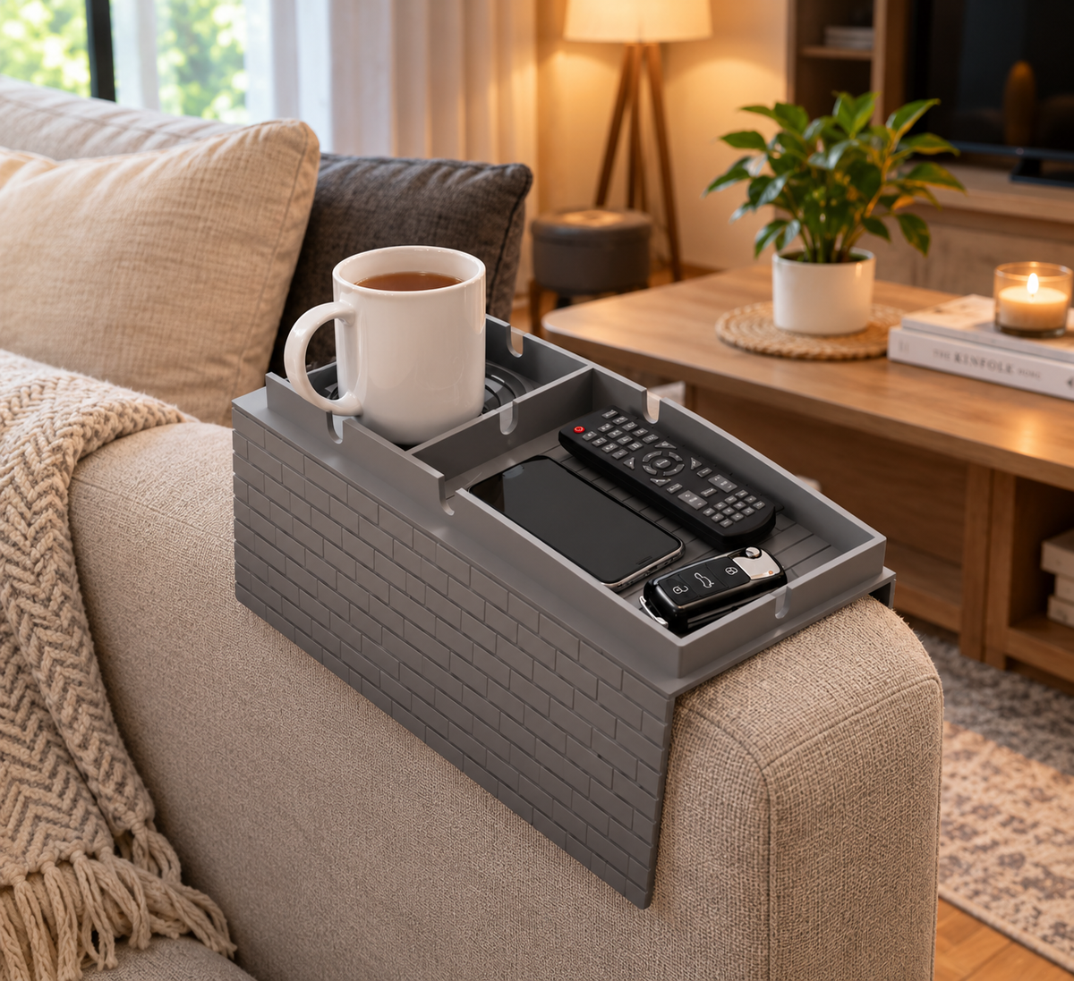 Silicone Sofa Armrest Tray Organizer – Couch Arm Rest Cup Holder