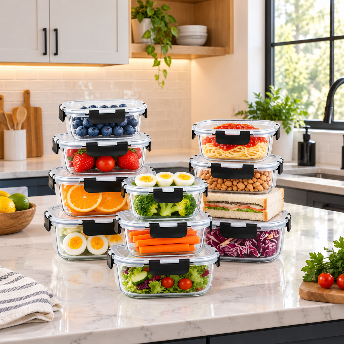 Multi-Size Storage Container Kit with Snap Lock Lids
