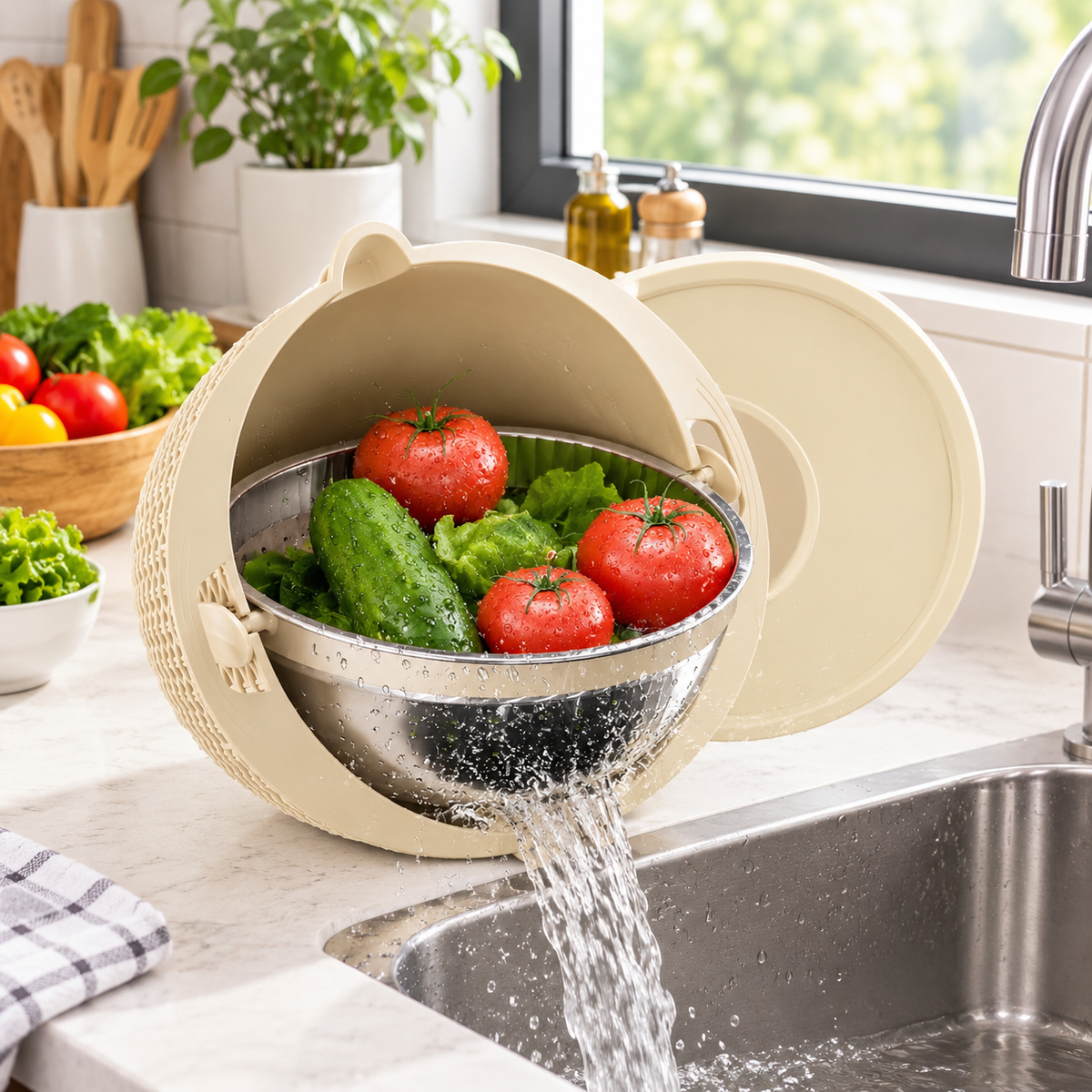 Food Washing Colander Bowl – 4-in-1 Strainer