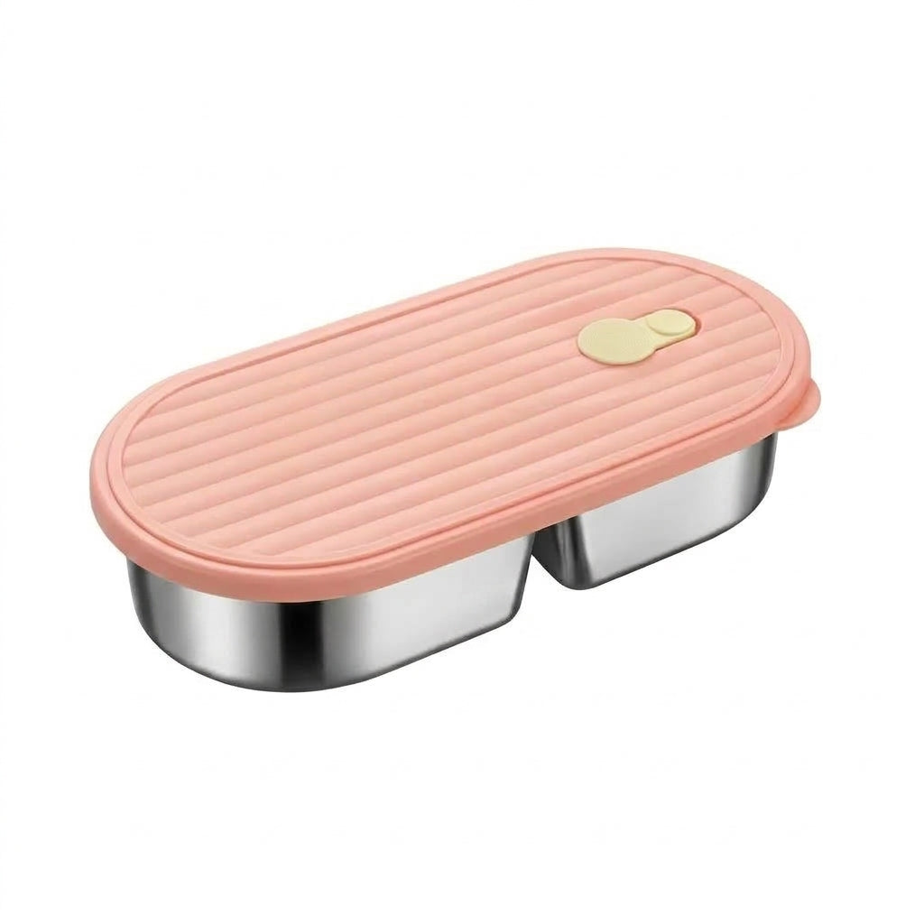 2-Grid Bento Lunch Box – Portable Stainless Steel Divided Food Container for Kids & Students, 800ml .
