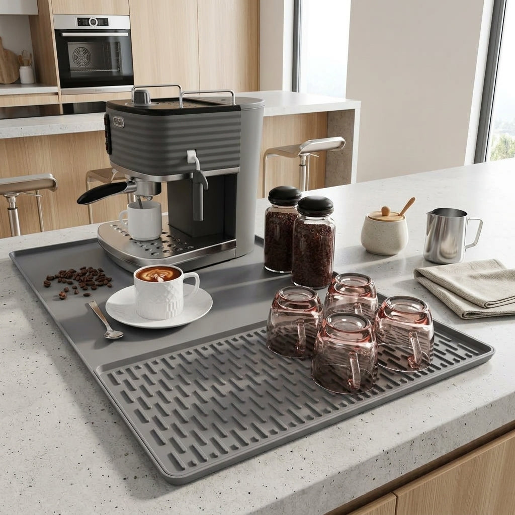 Silicone Coffee Mat with Detachable Dish Drying Mat