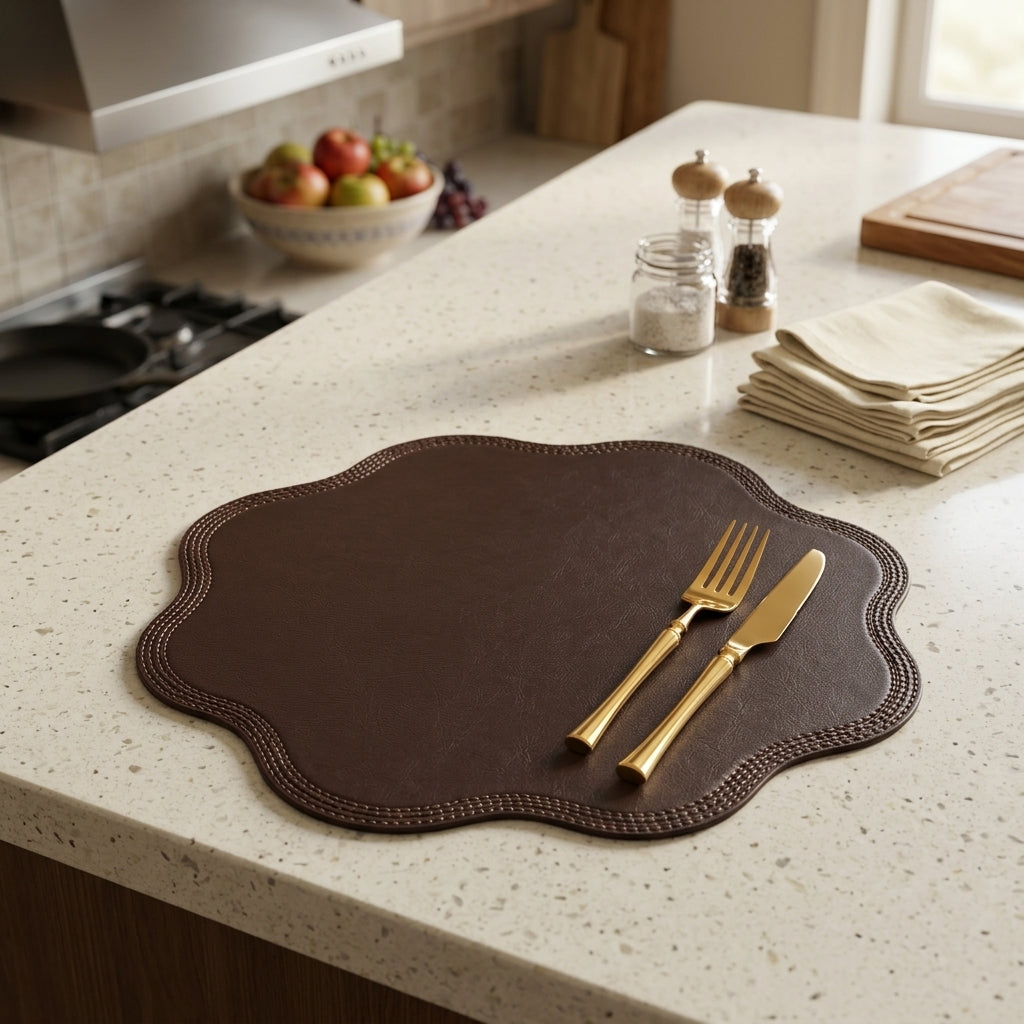 Leather Flower Shape Table Decoration Mat