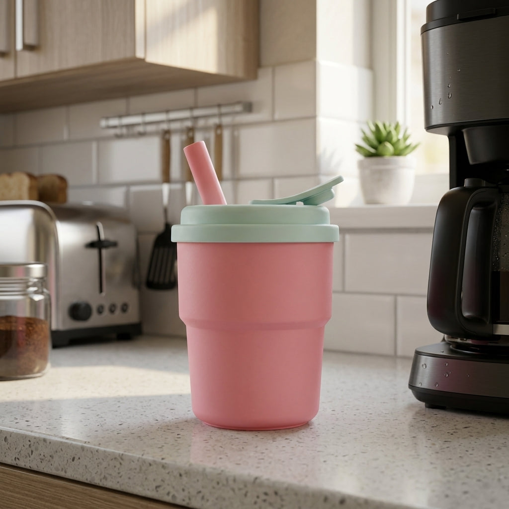 Silicone Water Cup with Straw - Portable Sport Bottle
