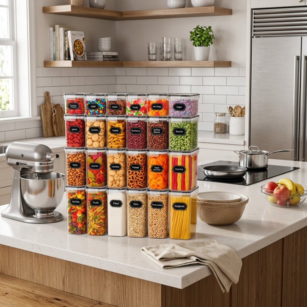 Airtight Food Storage Containers with Labels - 24pcs Organizers