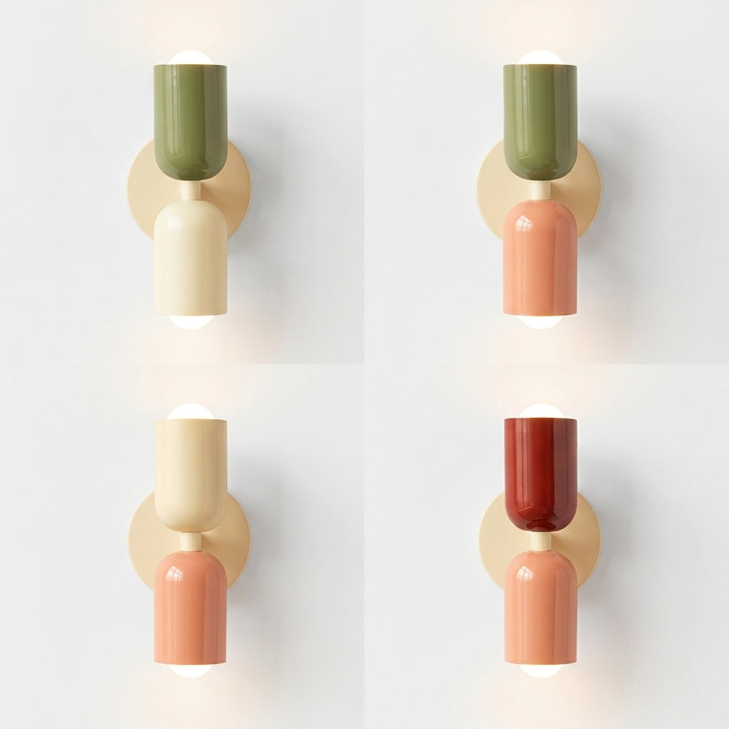 Nordic Macaron LED Wall Lamp – Colorful Double-Head Sconce for Bedroom & Children's Room.