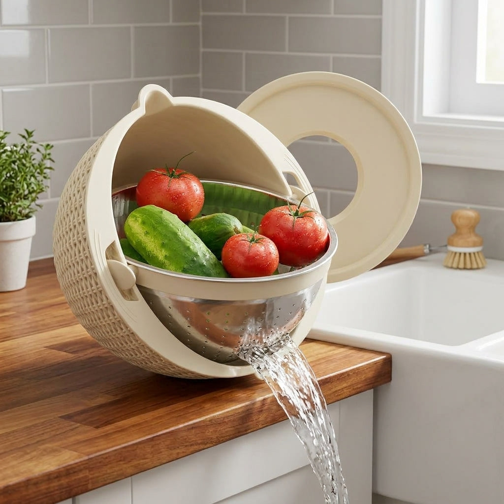 Food Washing Colander Bowl – 4-in-1 Strainer