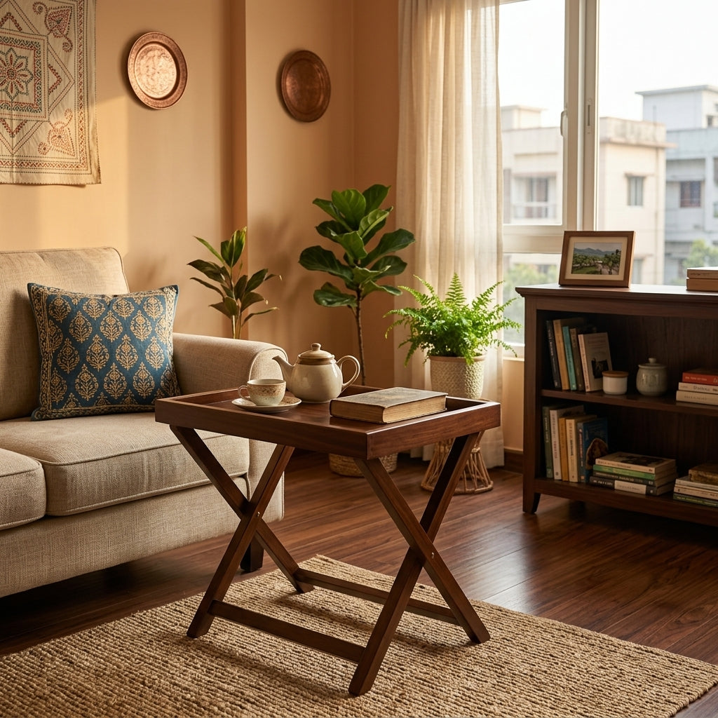 Quick Setup Foldable Coffee Table – Sturdy Wood Frame