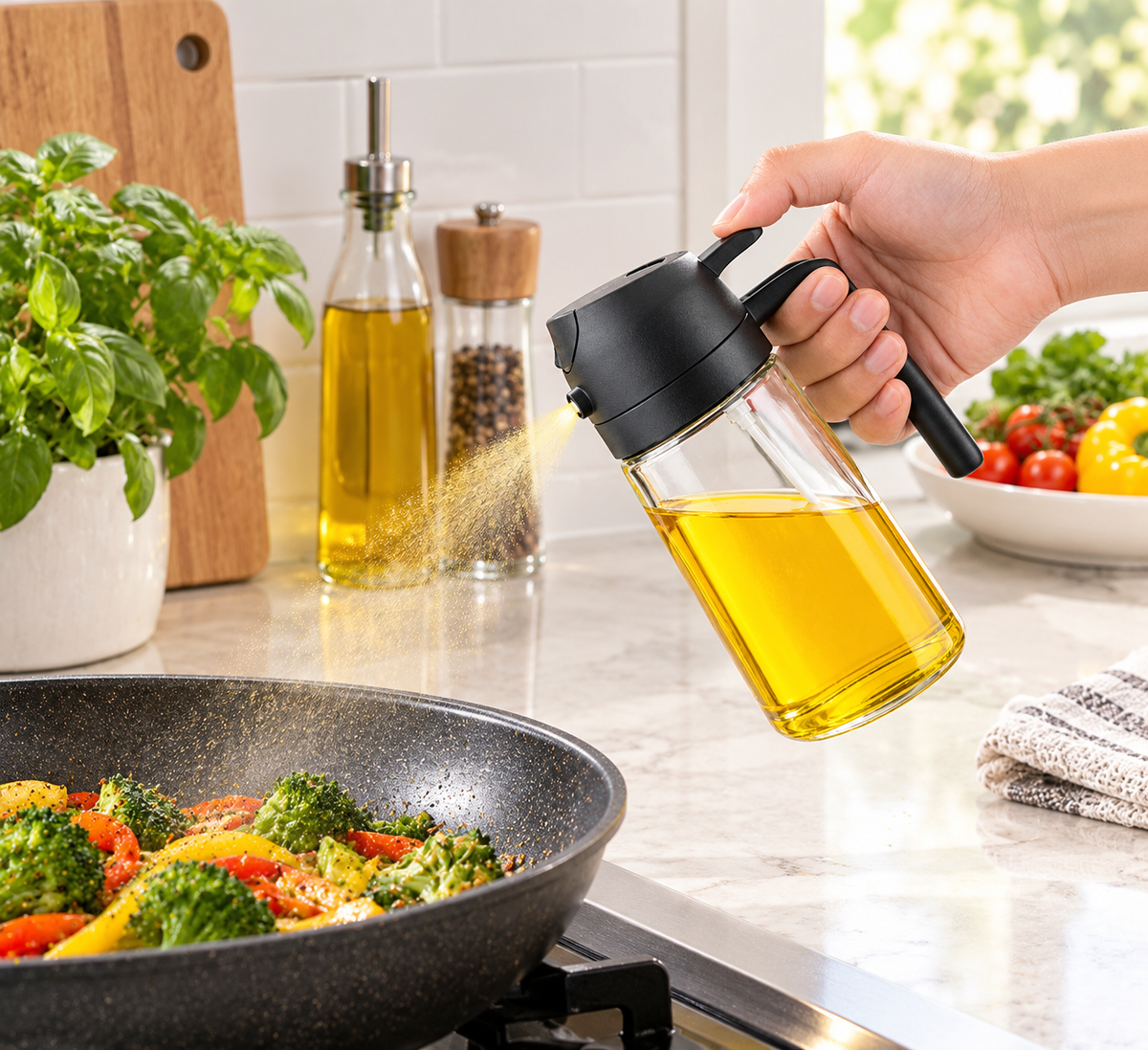 2-in-1 Oil Dispenser & Sprayer For Cooking