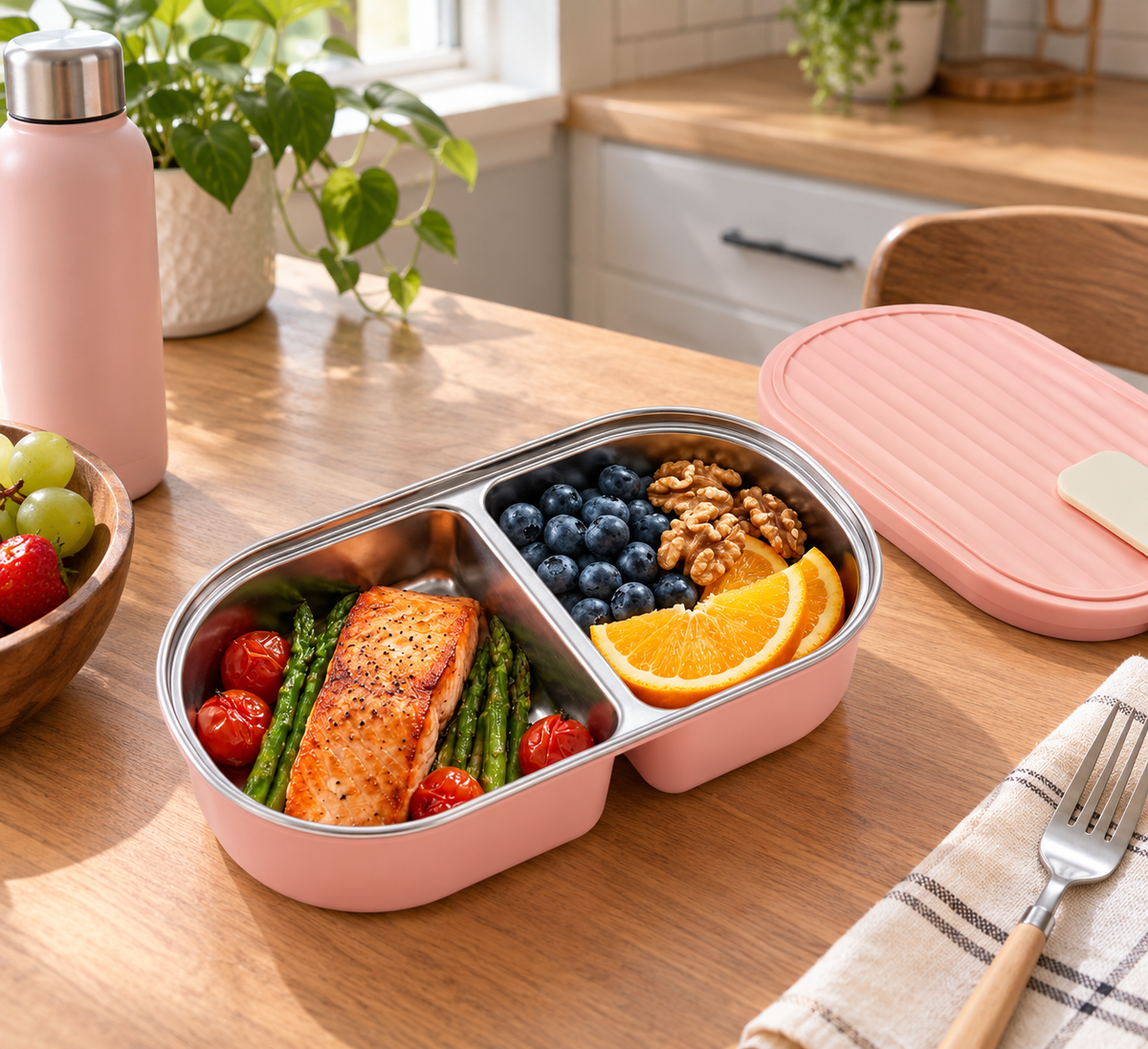 2-Grid Food Lunch Box - Stainless Steel