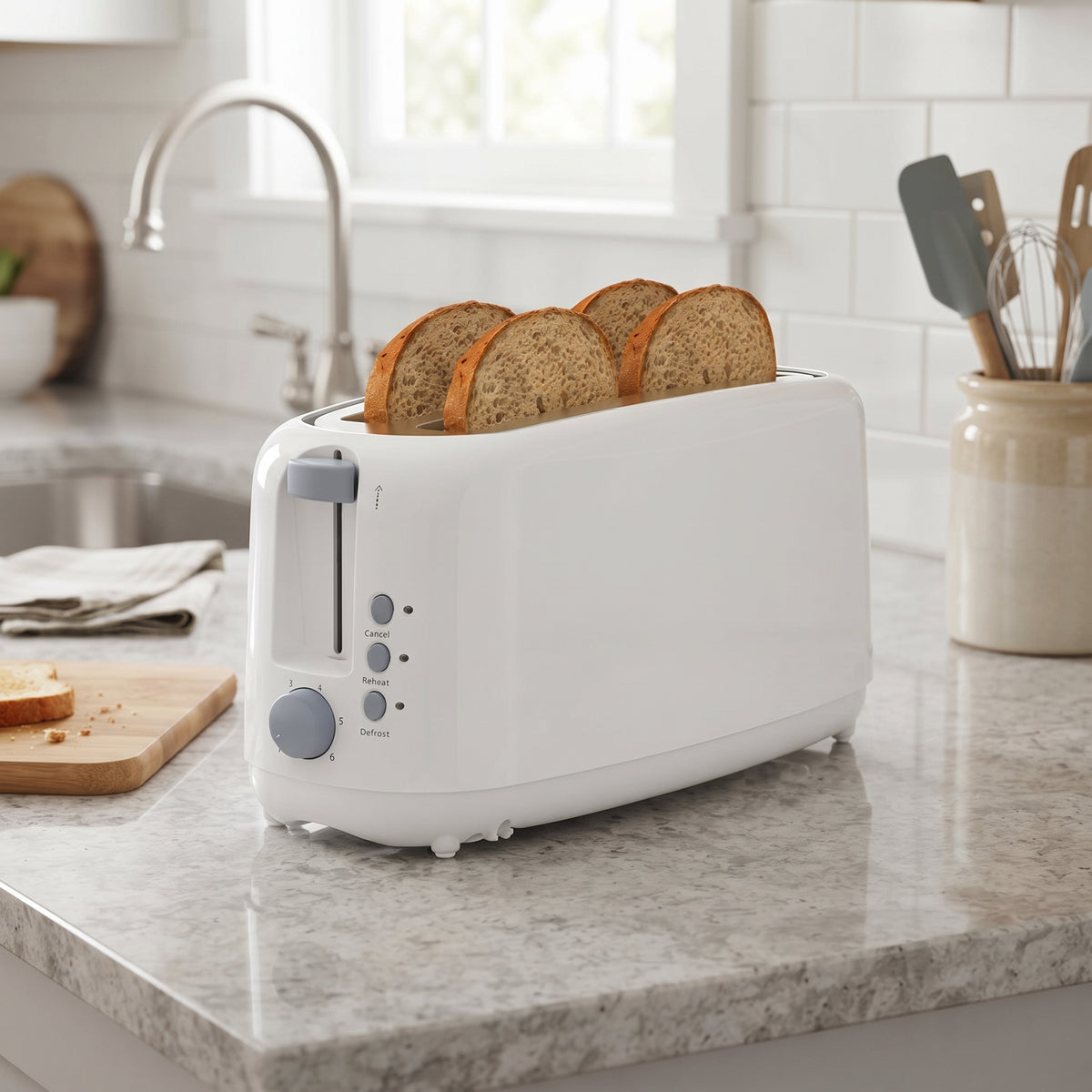 Extra Long Slot 4 Slice Toaster with 6 Shade Settings