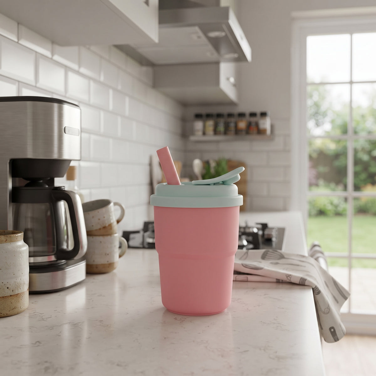 Silicone Water Cup with Straw - Portable Sport Bottle