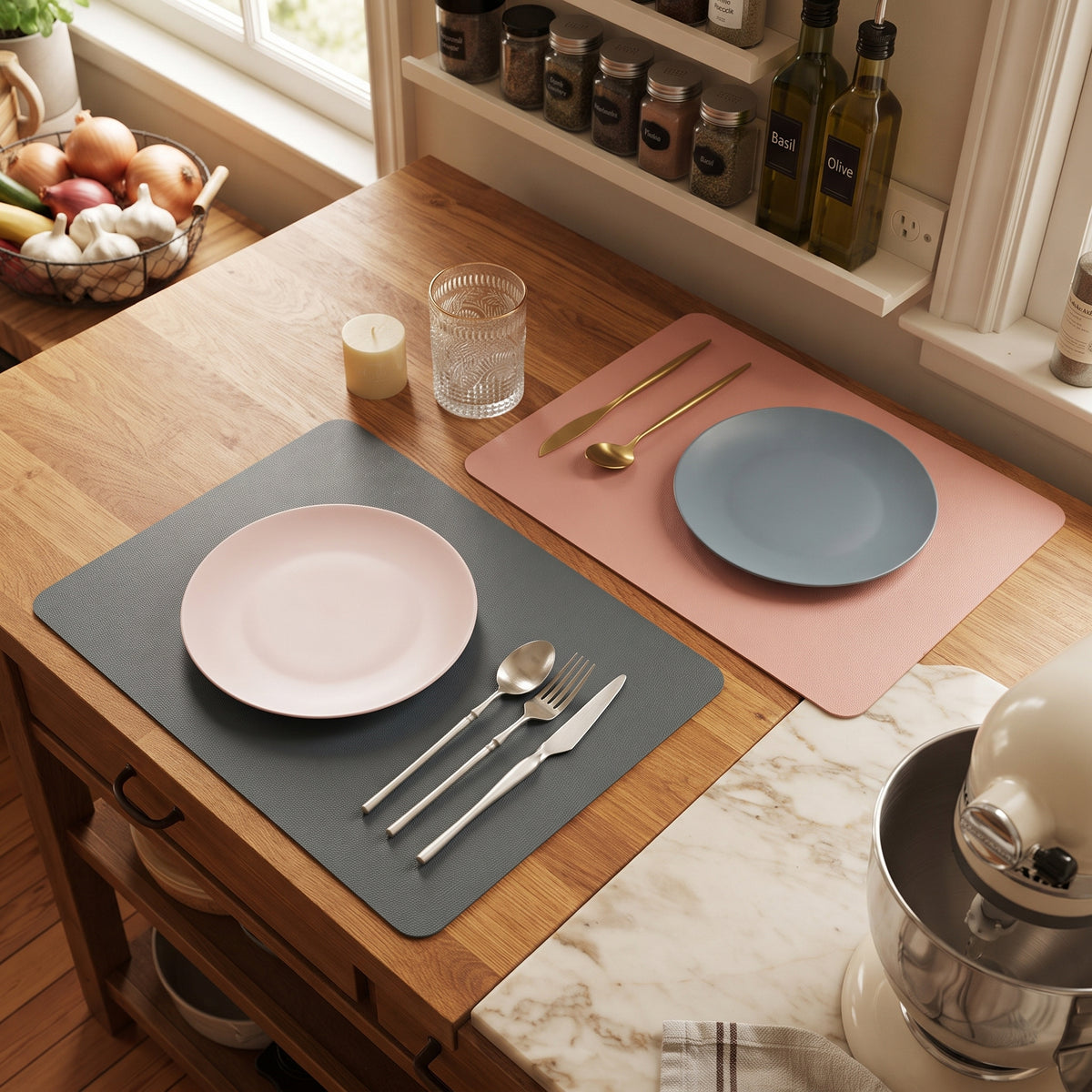 Water & Oil-Proof - Double Layer Leather Table Mat