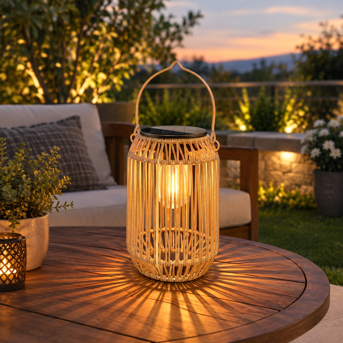 Boho Rattan Hanging Lights for Garden - LED Lighting