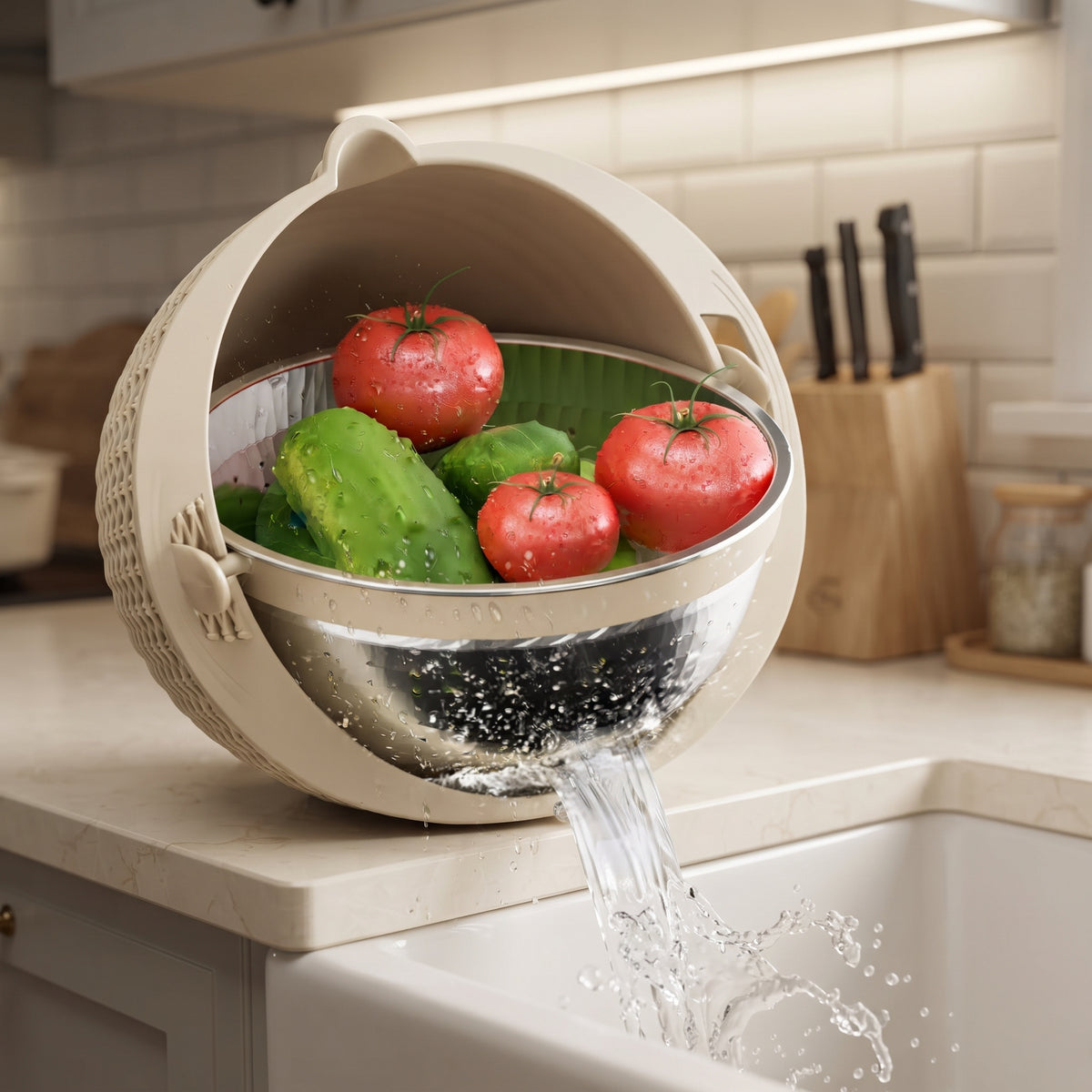 Food Washing Colander Bowl – 4-in-1 Strainer