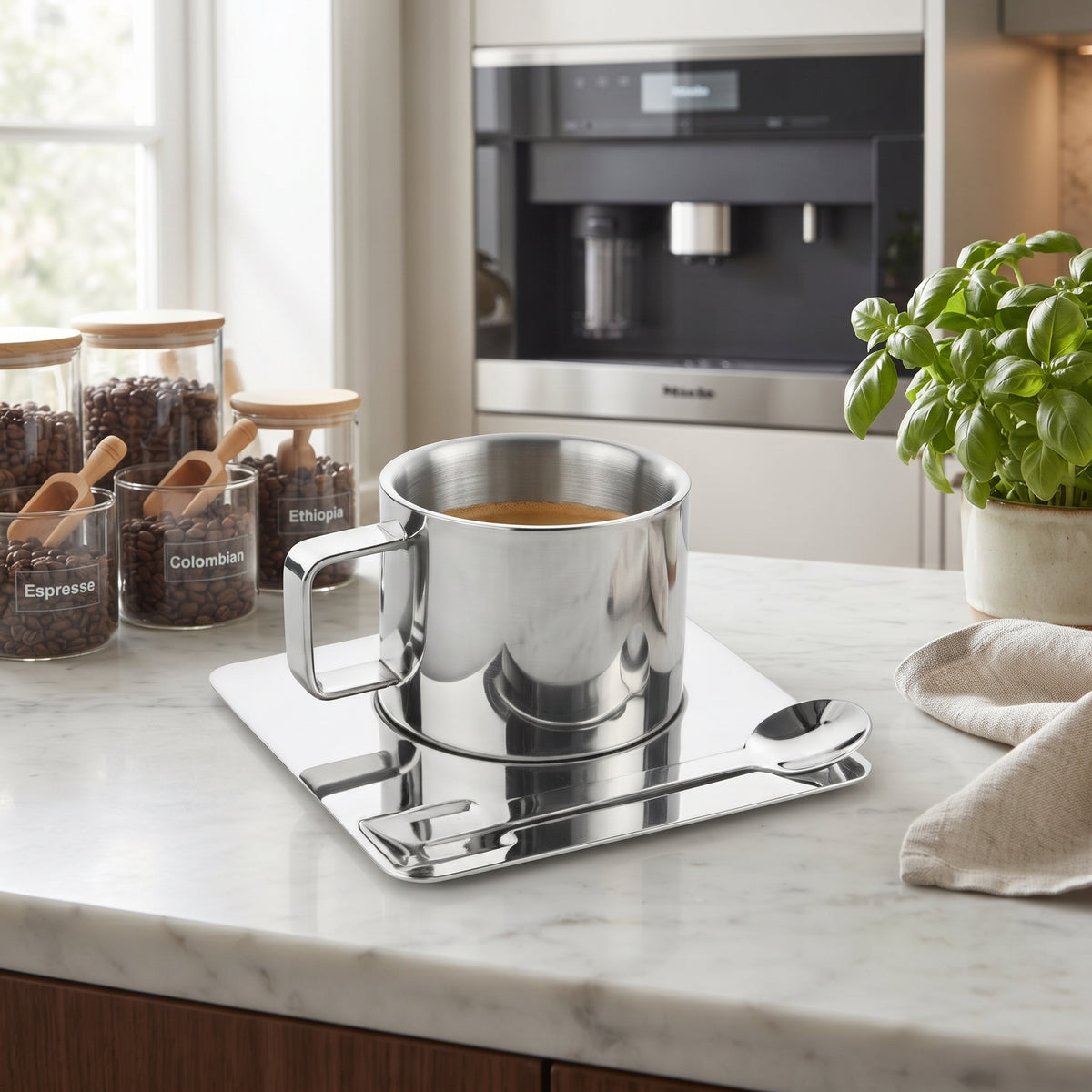 European Style Stainless Steel Coaster Set