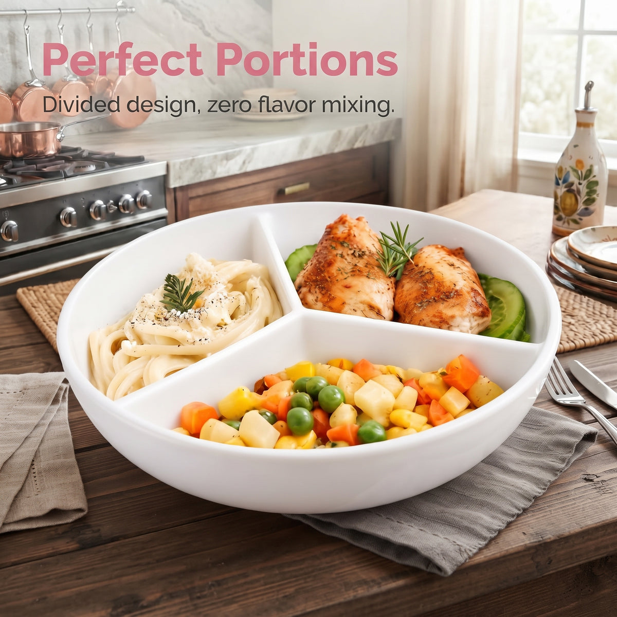 Marble Ceramic 3-Section Divided Plate